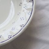4 vintage white porcelain soup plates - Blue polka dot pattern