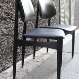 Coppia di sedie cassina da ufficio vintage in pelle nera, italia 1950, ottimo stato.