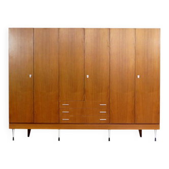 XL Mid century modern 6-door wardrobe in teak, 1960s