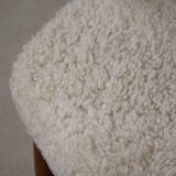 Modern Danish, a hexagonal oak stool, seat reupholstered in lambswool, 1950s.