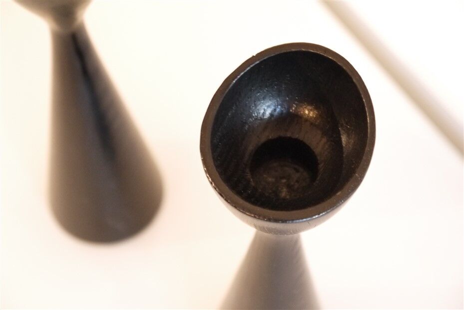Pair of vintage Scandinavian wooden candle holders