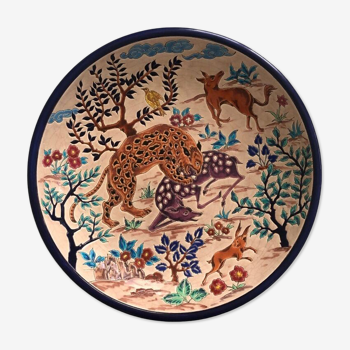 Circular dish in Longwy enamels, numbered