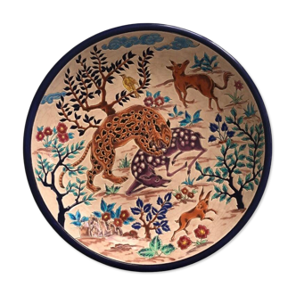 Circular dish in Longwy enamels, numbered