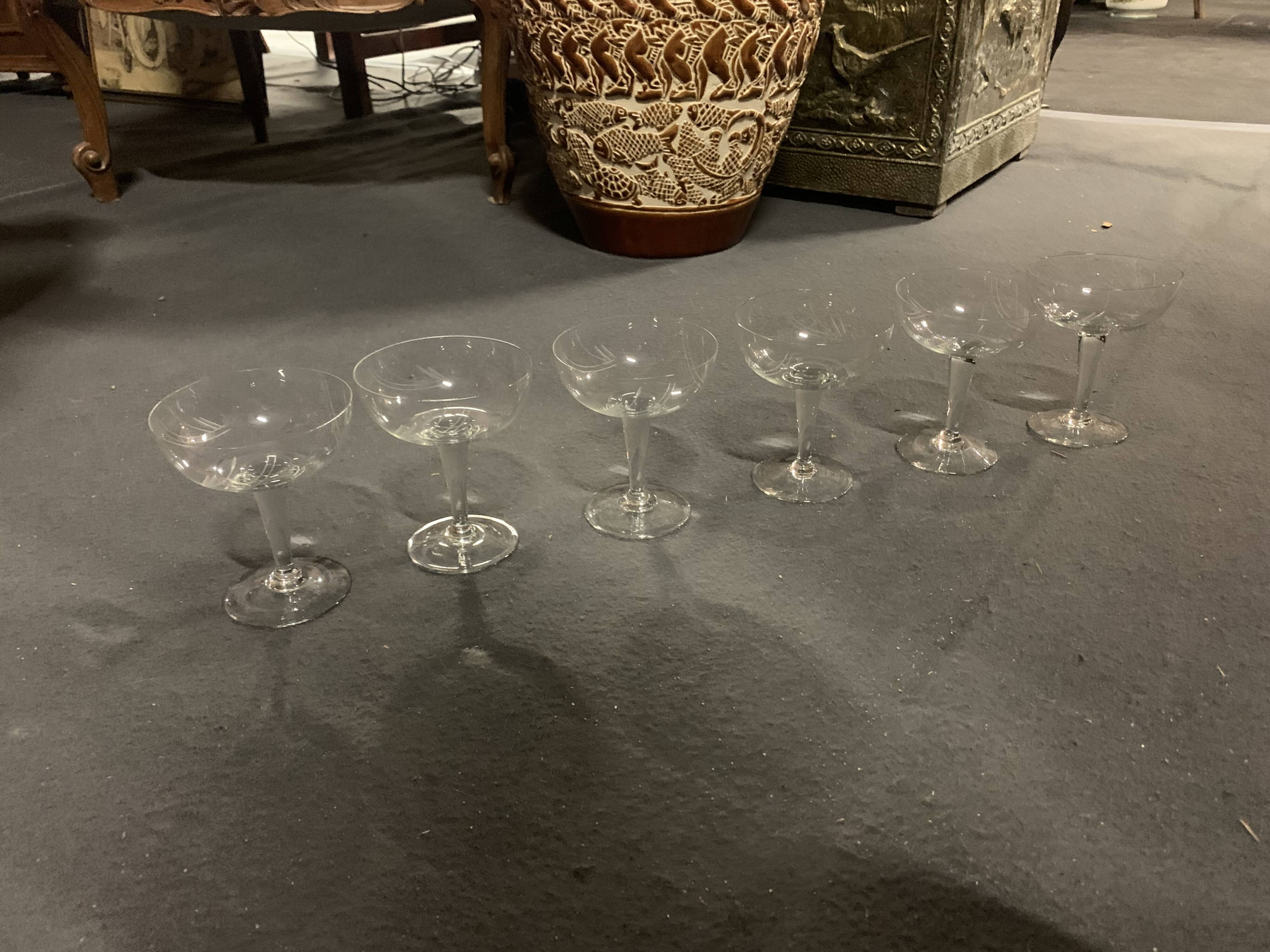 6 crystal champagne glasses