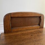 Vintage solid oak bedside table, 1 door, 1 drawer and 1 niche