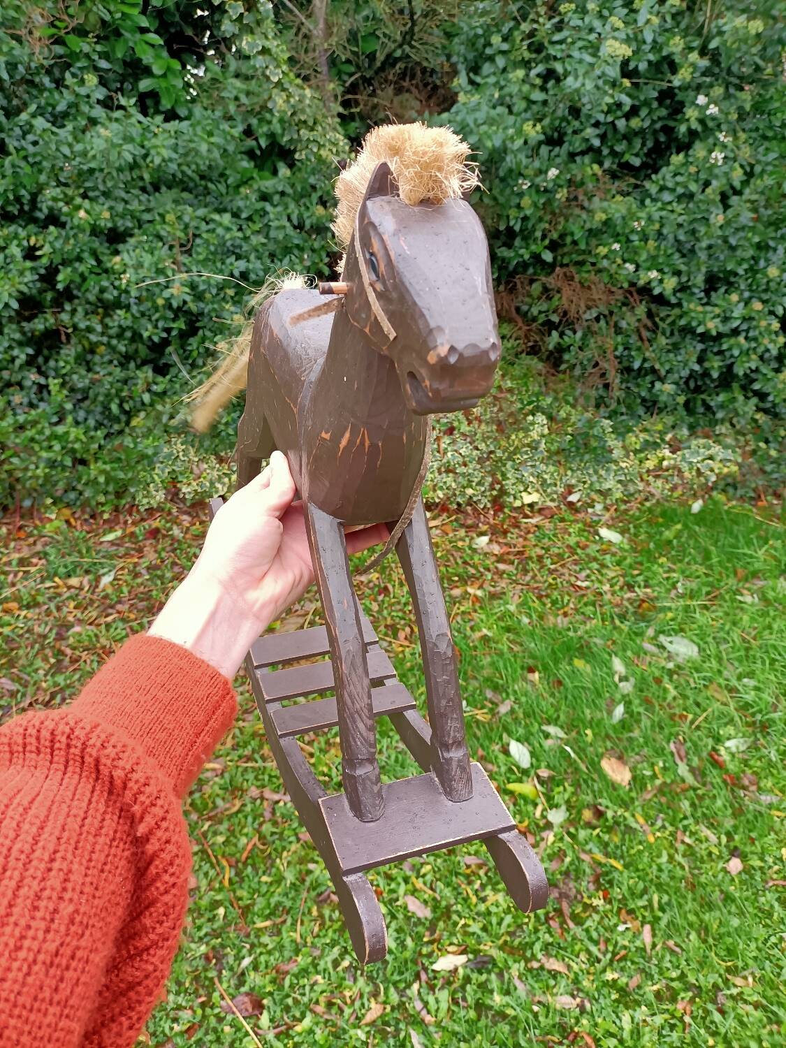 Retro wooden rocking horse