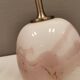 Table lamp in white and rose coloured glass designed by Michael Bang and manufactured by Holmegaard.