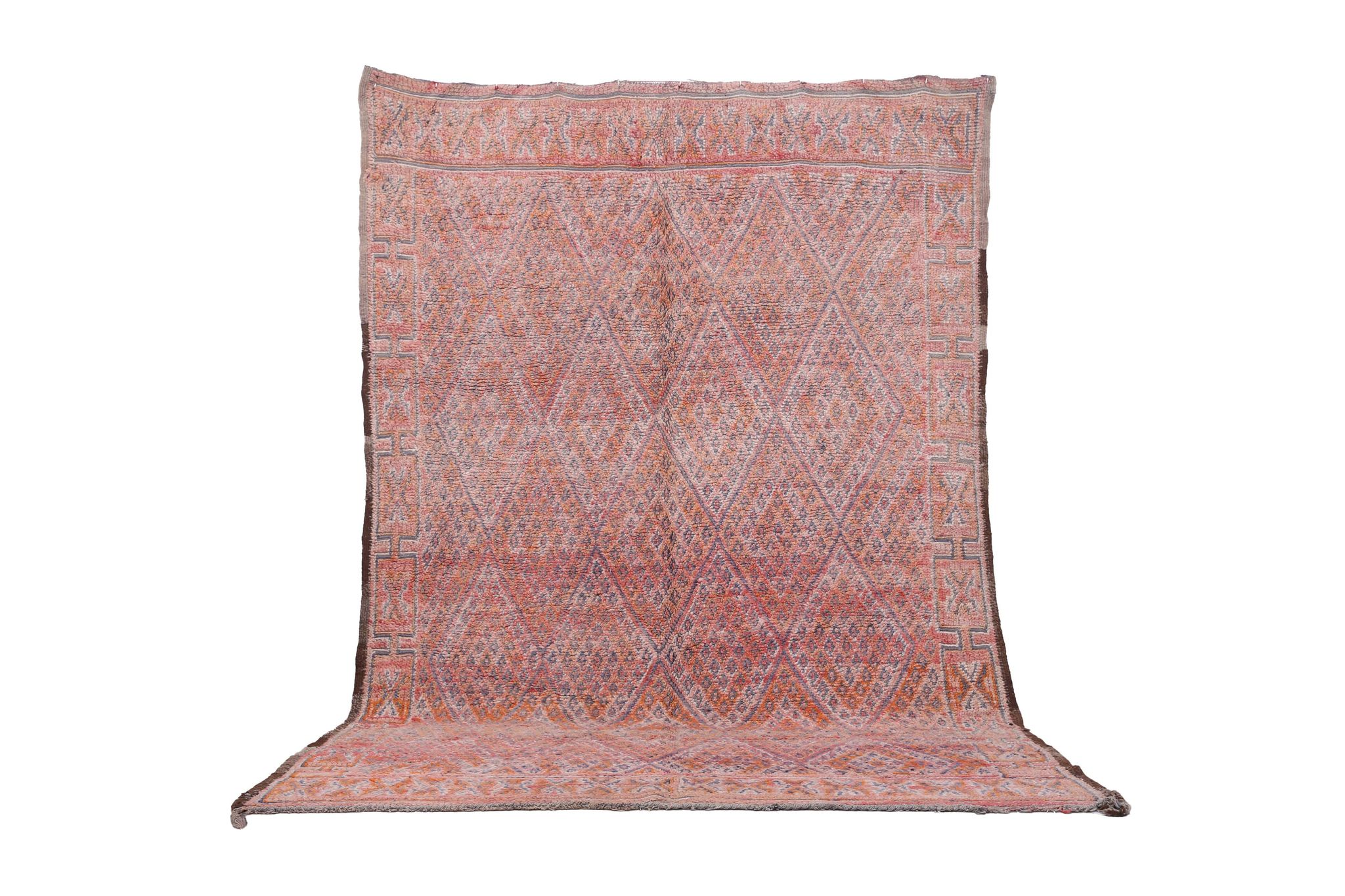 Pink Vintage Moroccan Rug 205 x 303 cm, Berber Wool Rug, Berber Boho Rug