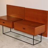 Floating bedside tables in teak veneer - Belgium - 1960's