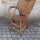 Vintage armchair in braided chestnut leaves, 1940s