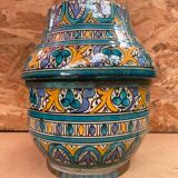 Ancienne Jarre A Beurre Jobbana Maroc Faïence Polychrome XIXÈME Vintage #B083