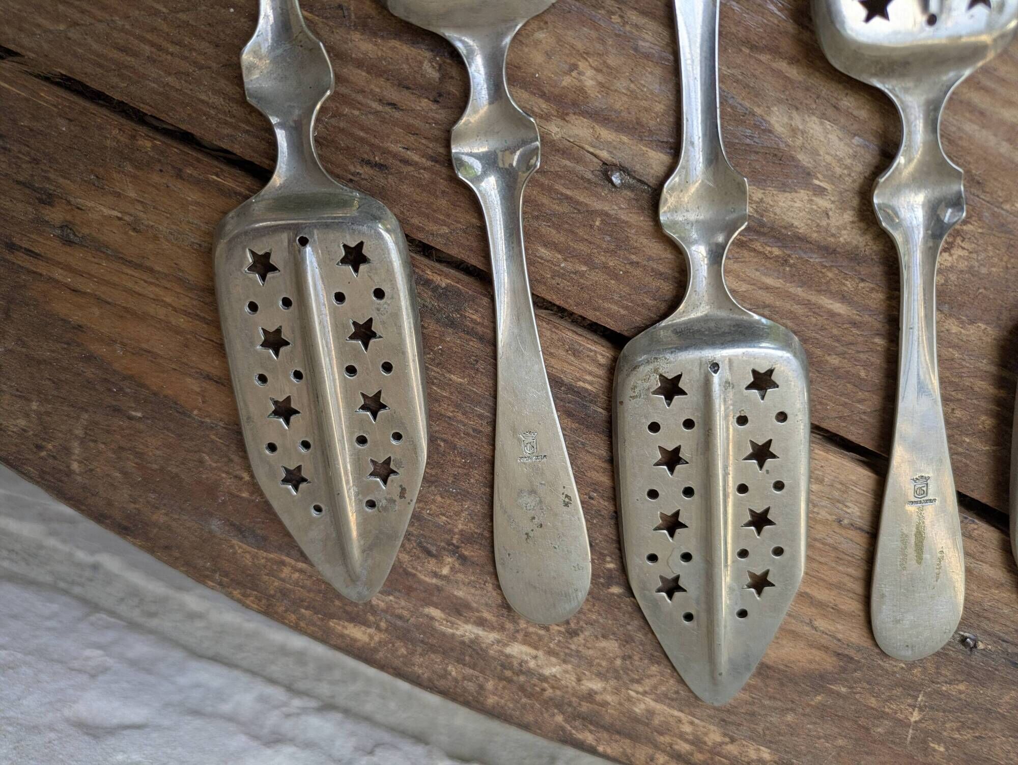 Set of 6 antique absinthe spoons Combault
