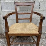 Antique straw armchair