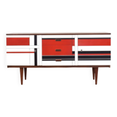 Mid-Century Walnut Sideboard with Hand-Painted Pattern, 1960s.