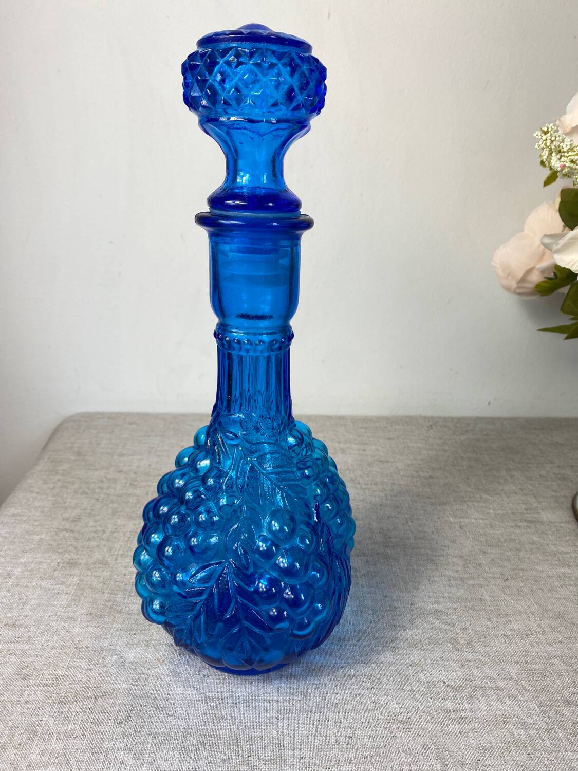 Carafe en verre d’empoli bleu