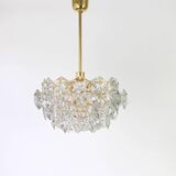 Golden brass and crystal glass chandelier by Kinkeldey, Germany, 1970s.
