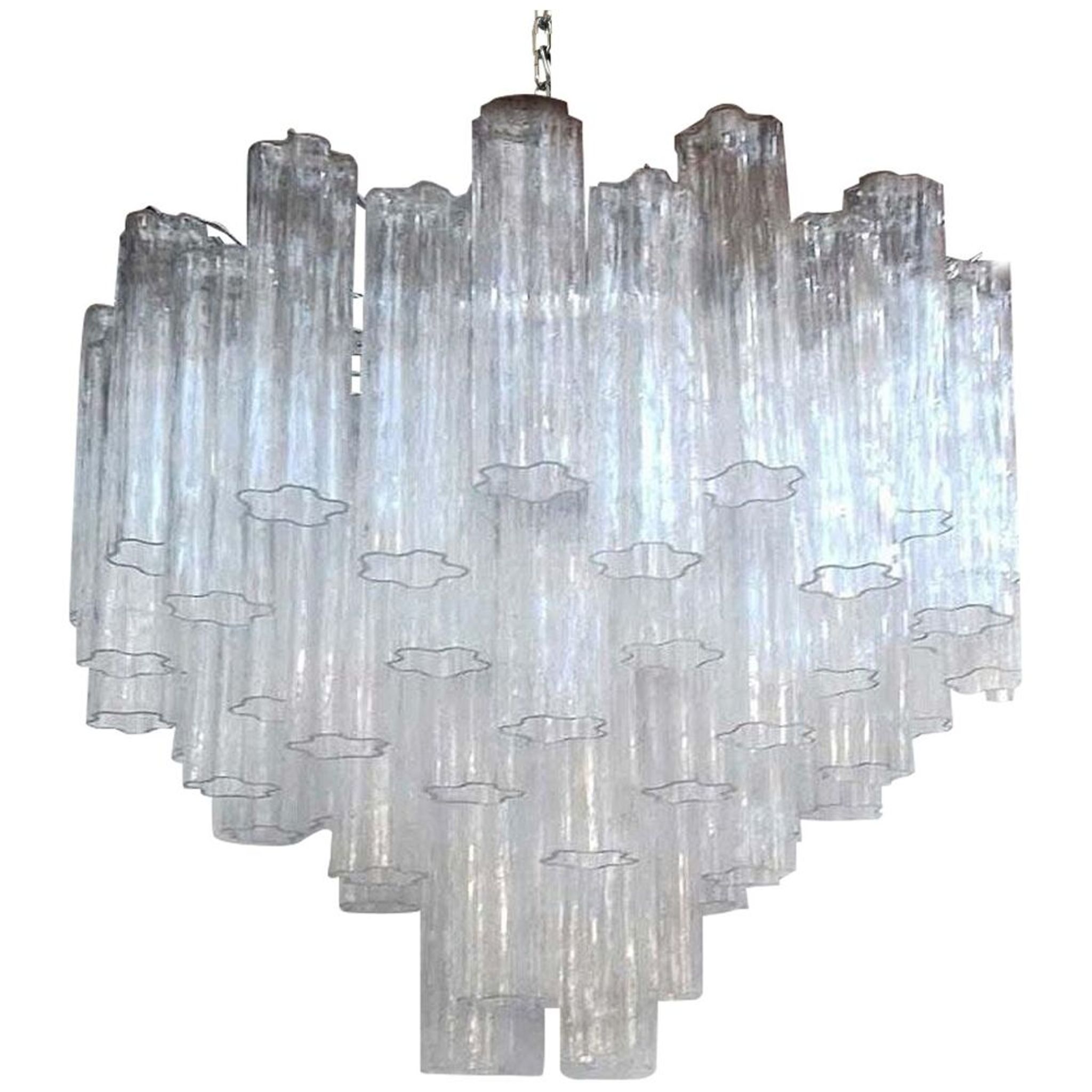 Lustre en verre de murano transparent « tronchi » d75