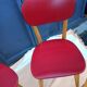 Set of 4 chairs in red skaï kitchen wood chair