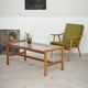 Table basse style chalet bois massif et verre  République Tchèque 1970