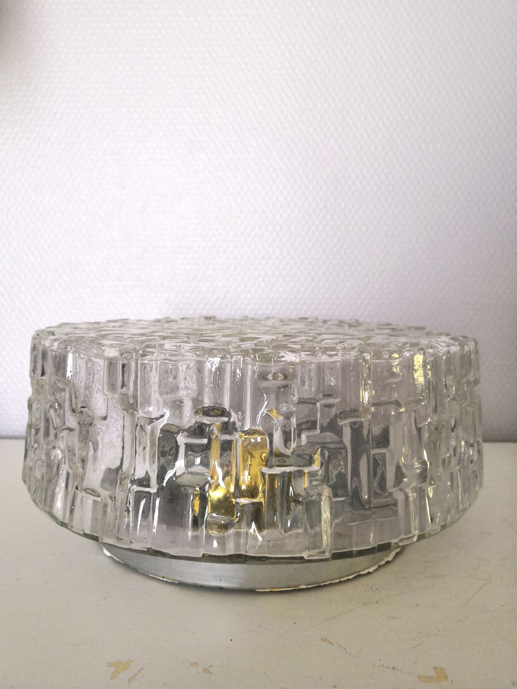 Ceiling lamp or vintage glass wall lamp work made in Italy design 70s