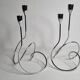 Pair of “Black & Blum” designer candlesticks in chrome-plated metal, 27 cm