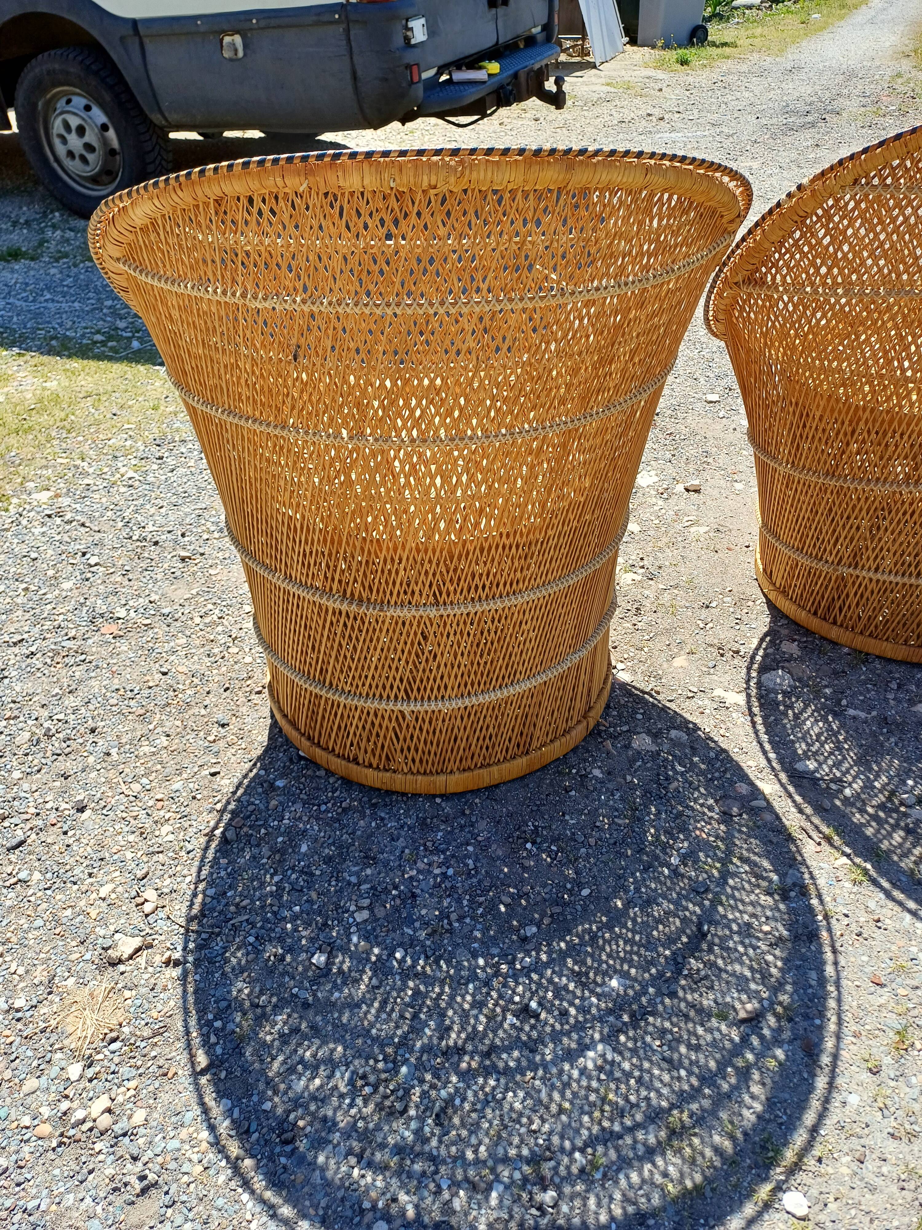 Pair of Vintage Wicker Armchairs