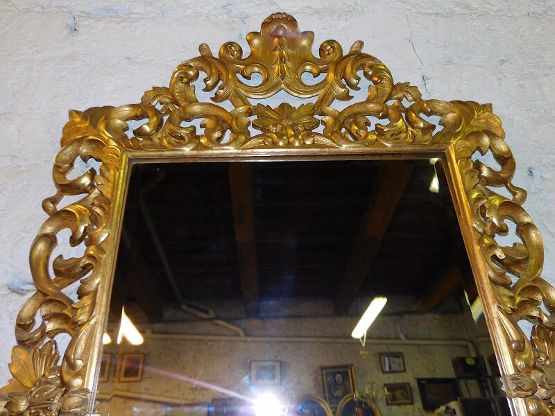 Wooden mirror carved gilded with leaf 140x98cm