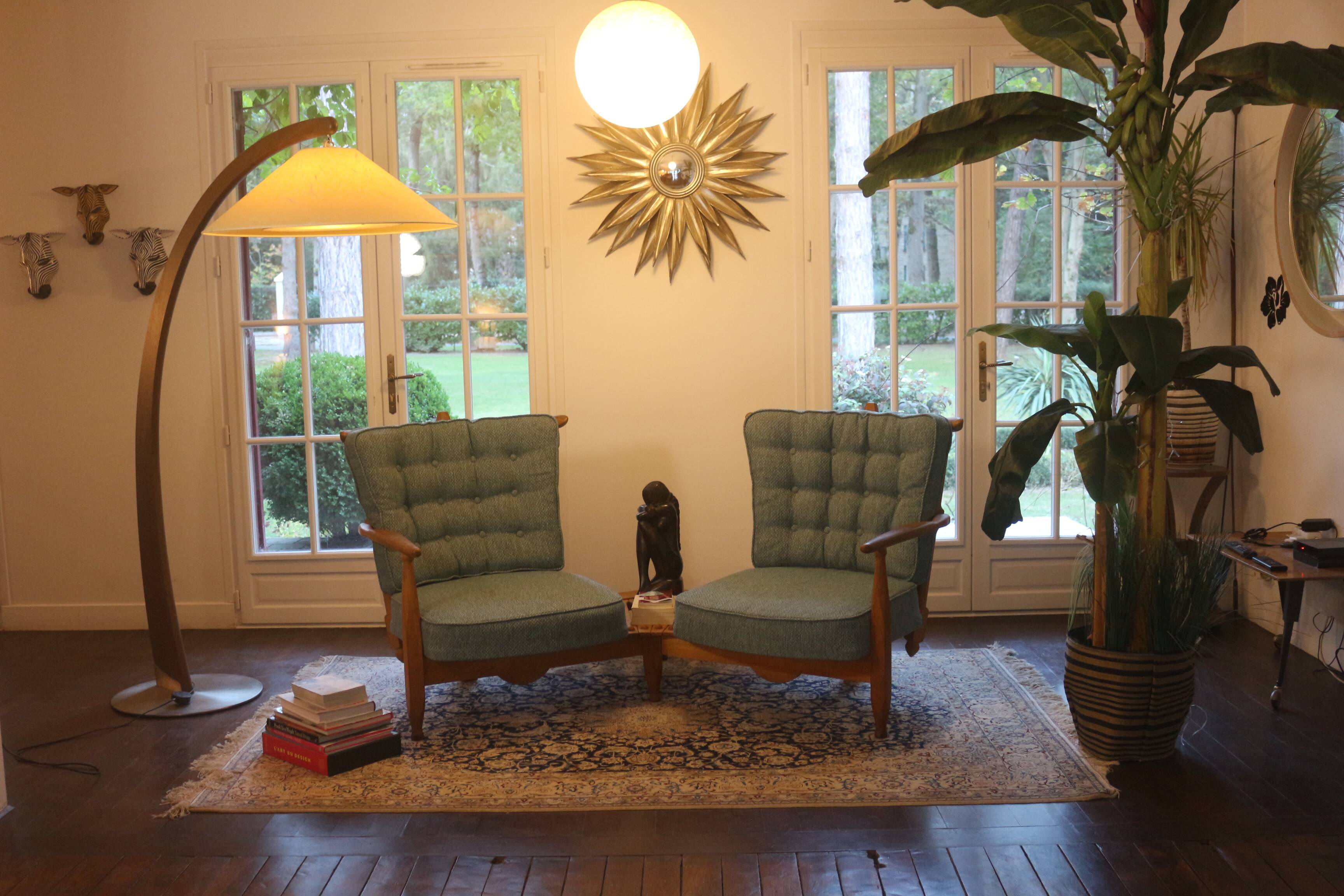 Fan bench by Guillerme and Chambron reupholstered