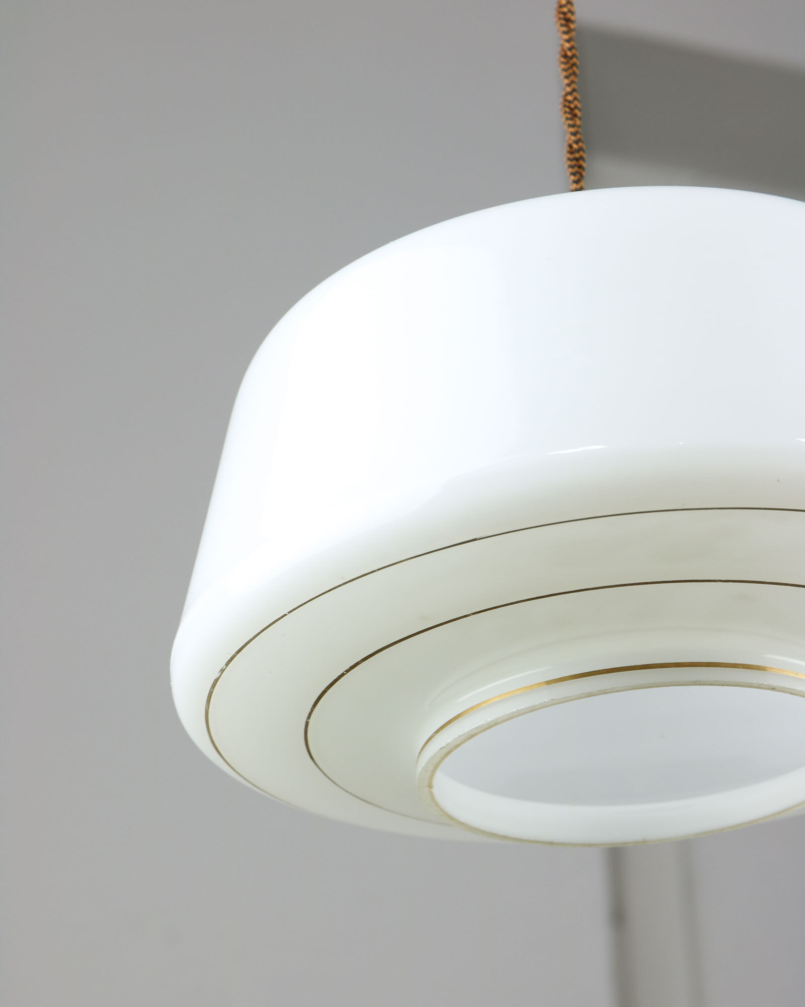 Mid-century Glass & Brass Pendant Lamp