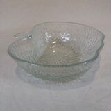 Salad bowl and cups set in molded glass, apple shape