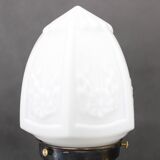 1930s Secession brass and glass dual desk lamp, Czechoslovakia