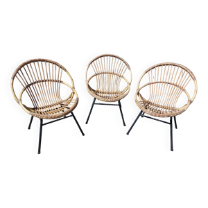 Lot de 3 fauteuils corbeille - noordwolde