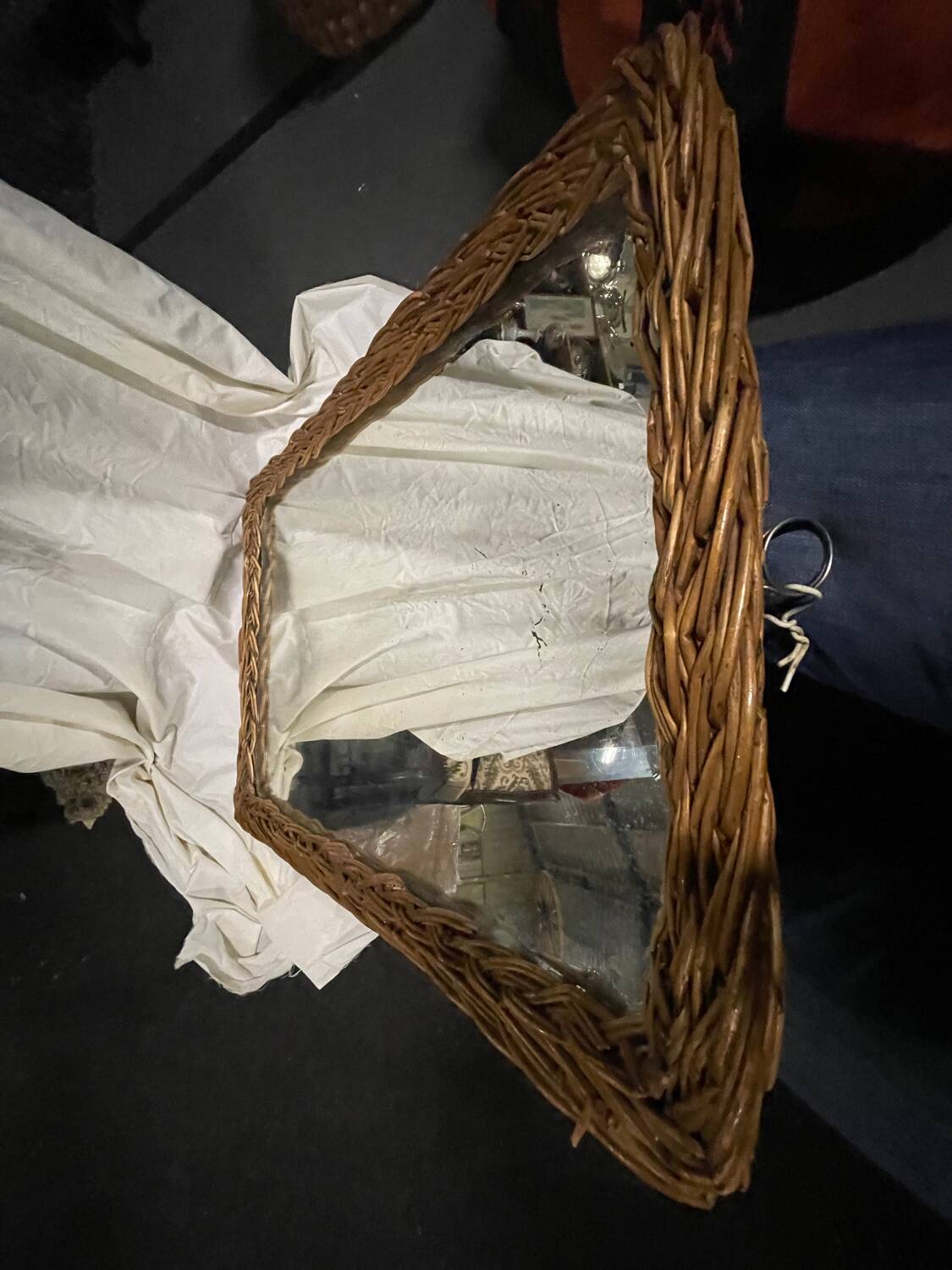 Vintage wicker mirror 1950