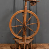 Rouet ancien en bois tourné 1900