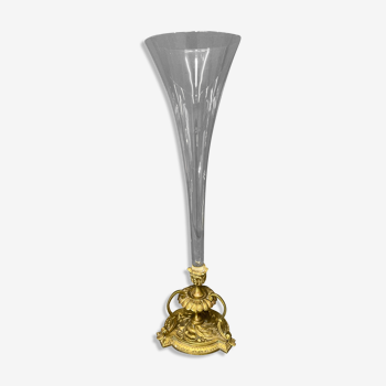 Vase cornet old, soliflore bronze