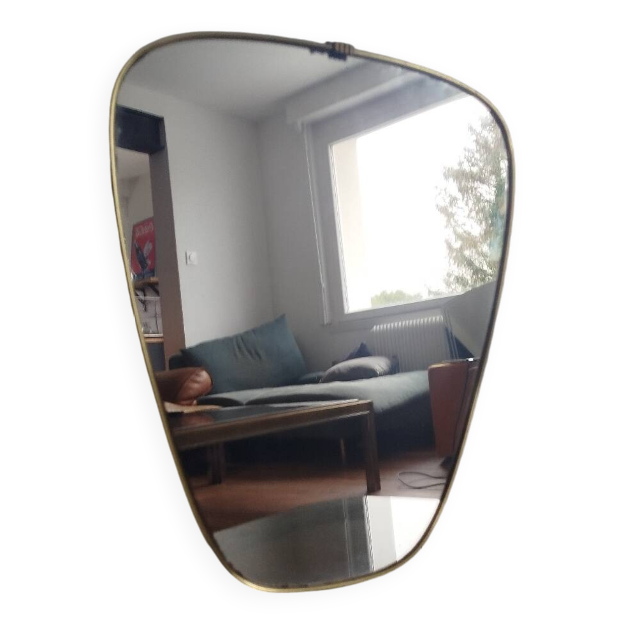 Vintage Brass Rear View Mirror, 1960s
