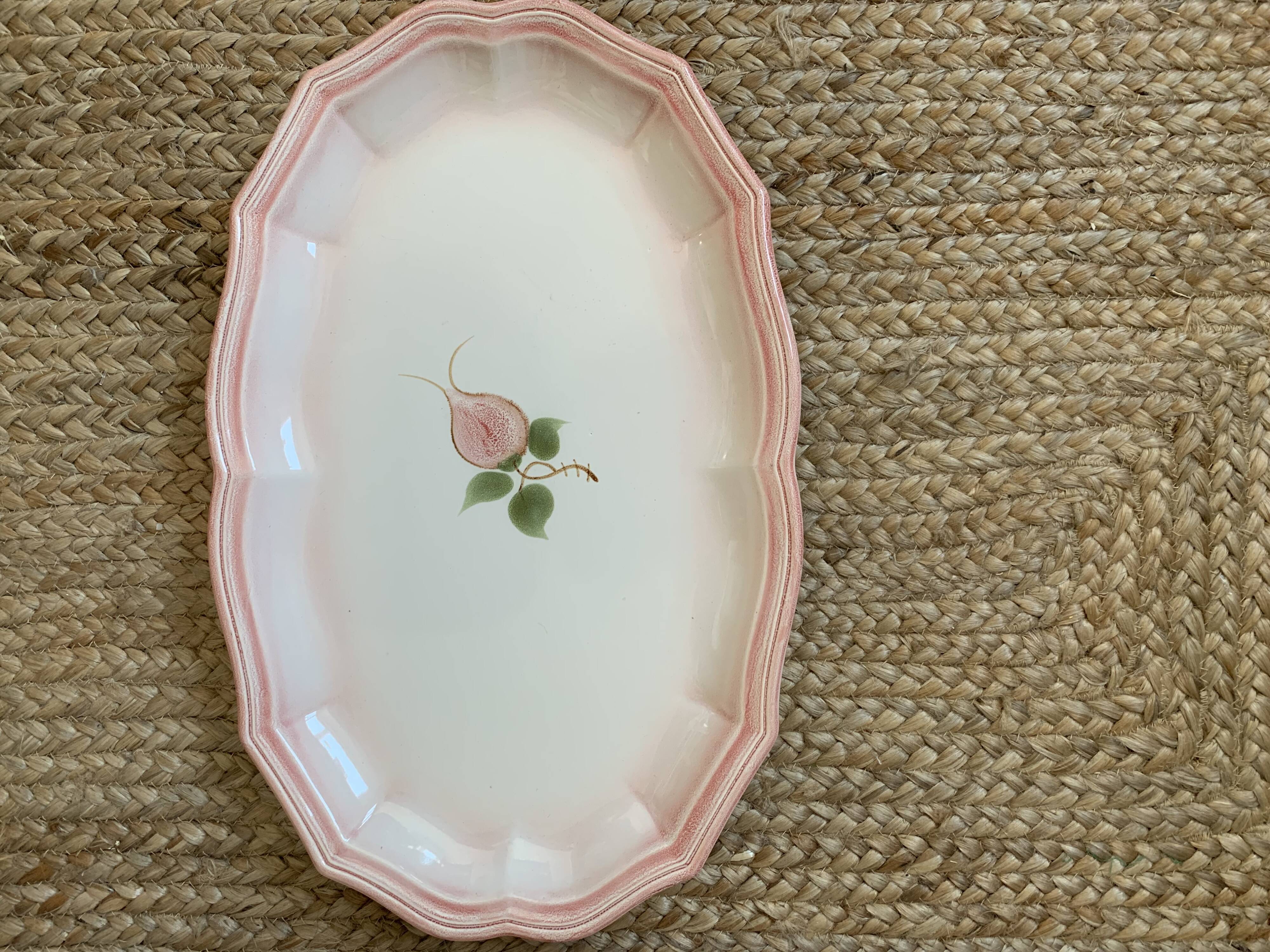 Large pink dish in Salins porcelain (identical oyster plates)