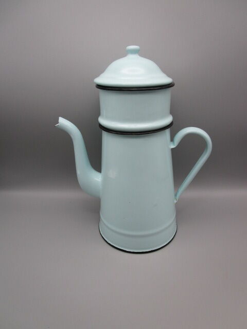 Old white enamelled coffee maker