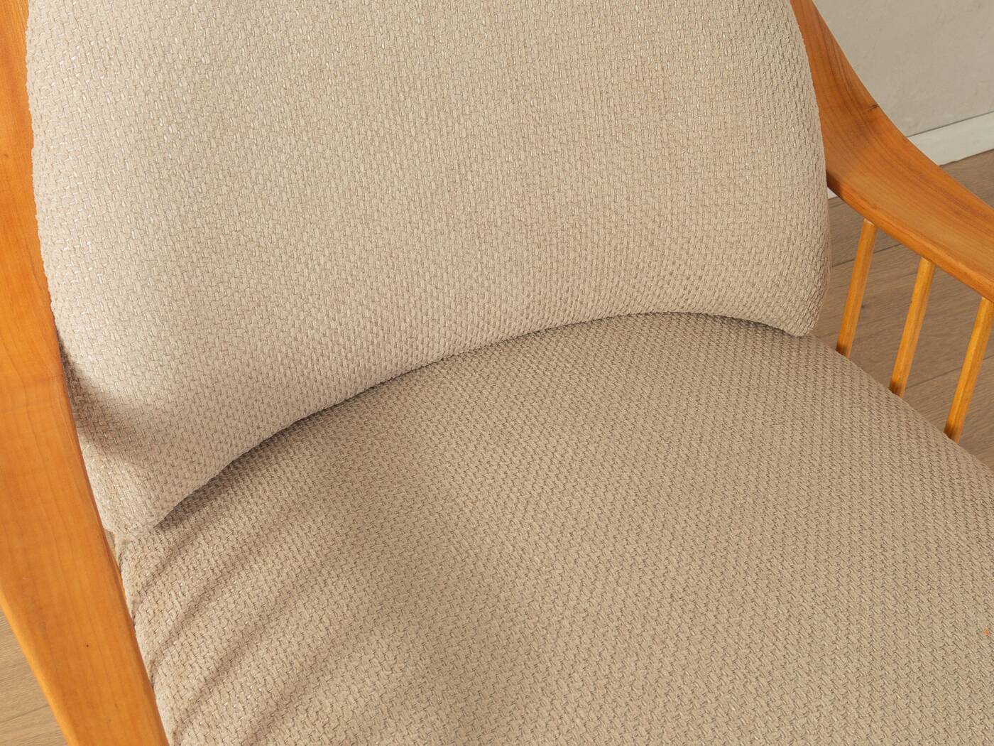 1950s armchair by Wilhelm Knoll, cherry wood, beige upholstery