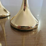 Series of 3 Scandinavian brass candle holders, 70s tulip foot