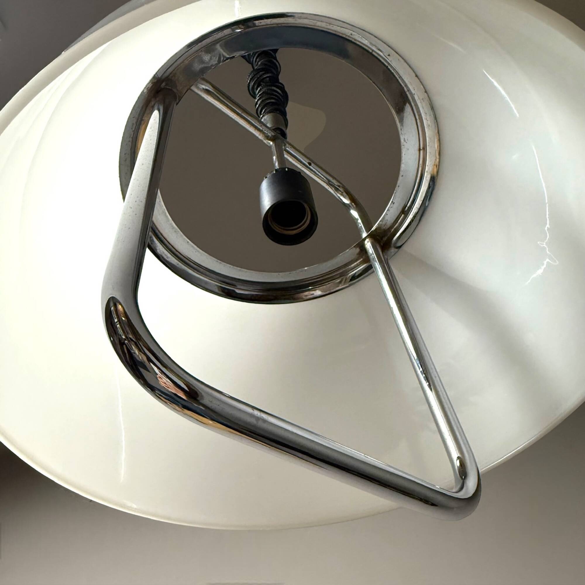 Pendant Lamp Harvey Guzzini with Large Acrylic Shade, 1970s