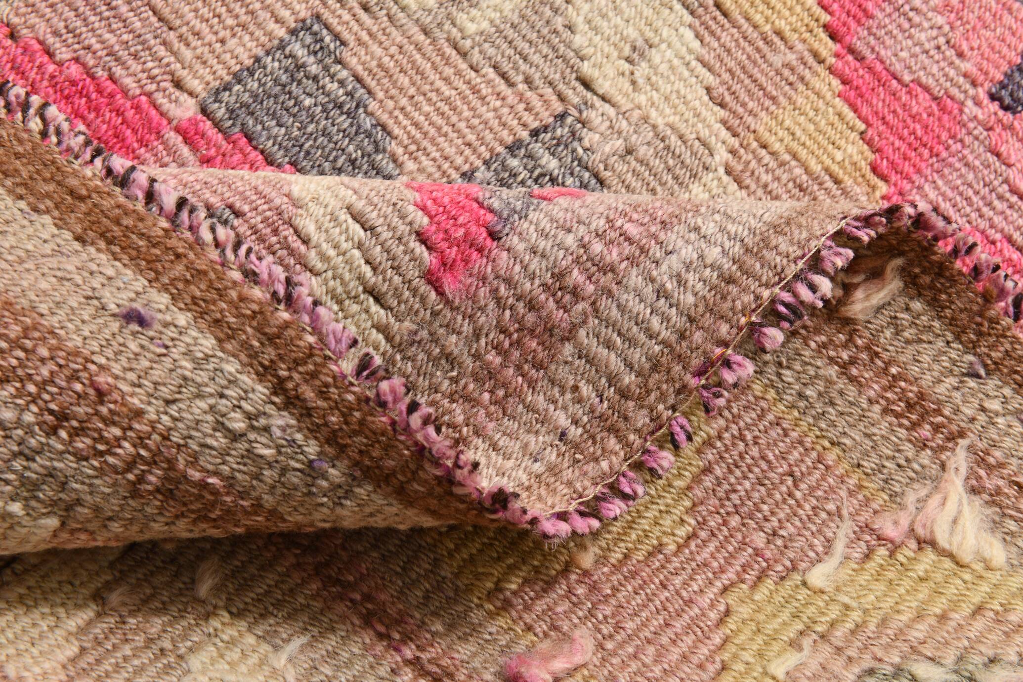 Pink & Navy Blue. Turkish Runner Rug, 90x350Cm