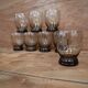Set de 8 verres ciselé épis de blé vintage marron transparent