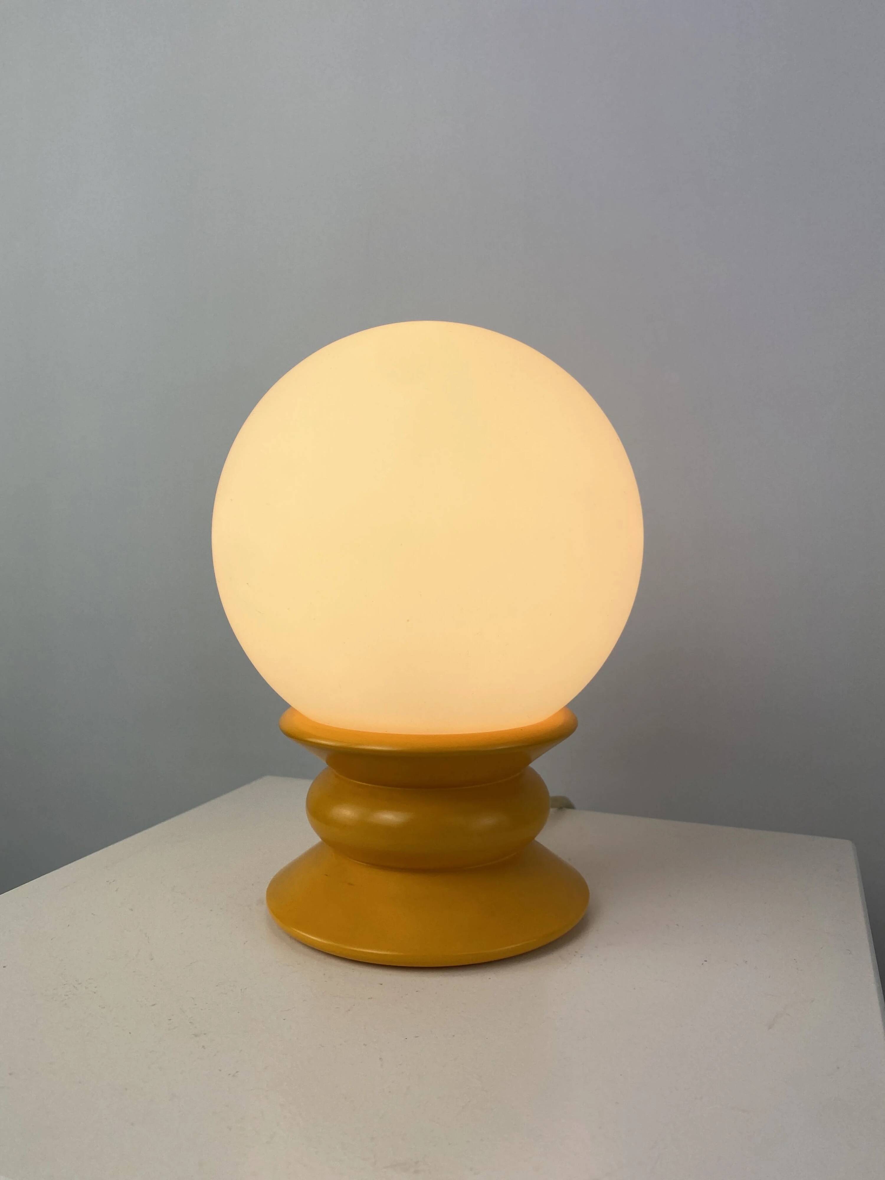 Yellow and white glass table lamp Temde Leuchten type 1