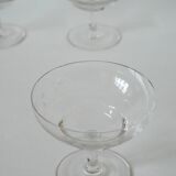 set of 4 engraved crystal champagne glasses 1950 8.5 x 10 cm