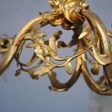 Chandelier in gilded bronze Napoleon III to tulips XIX