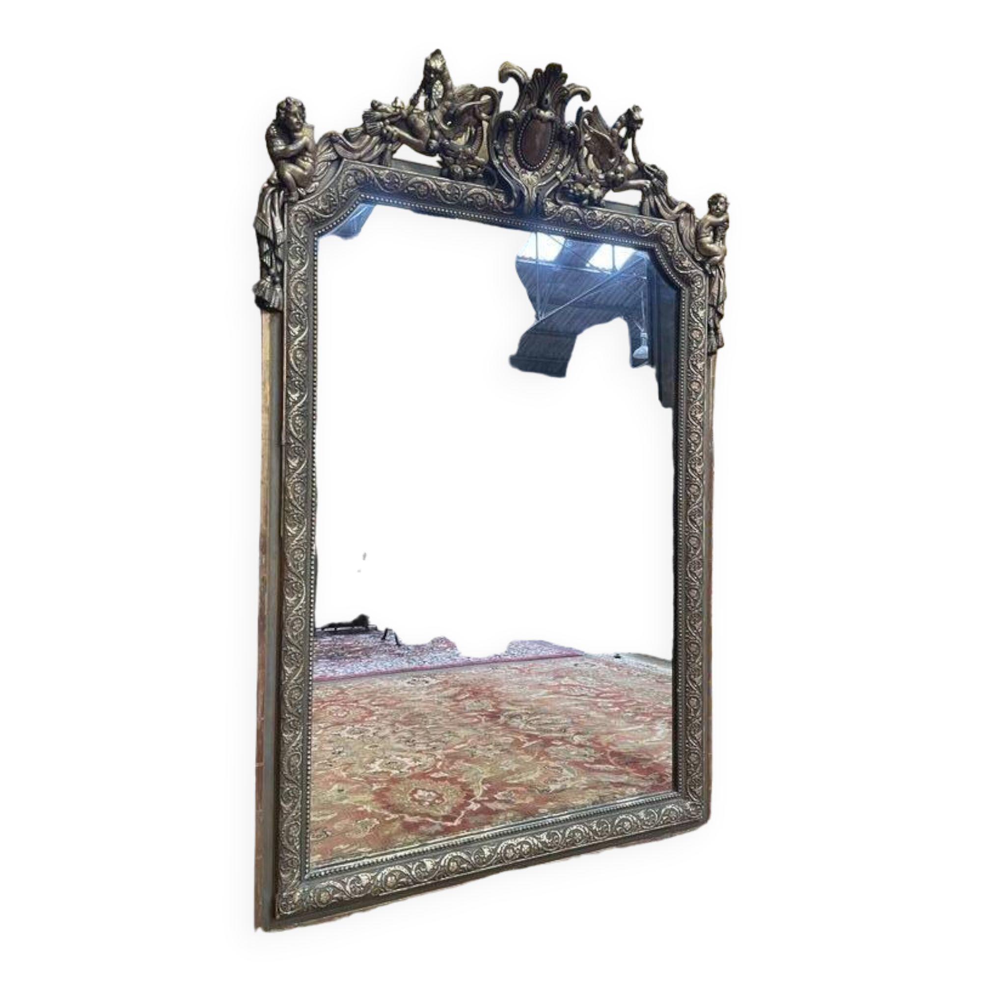 Napoleon III painted and gilded mirror