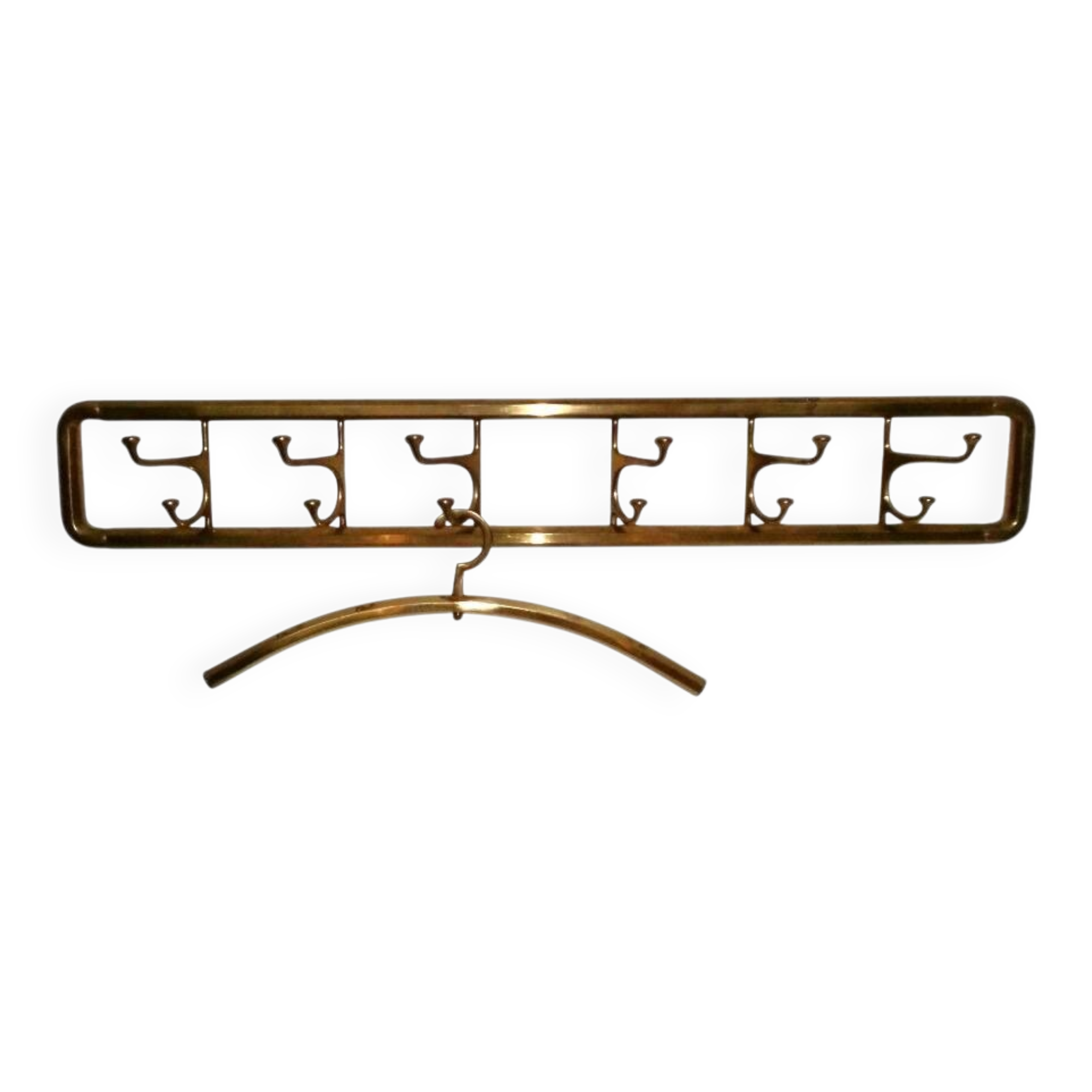 Art-Deco brass Coat Rack & one Hanger, France, 1940s