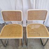 Ensemble de 2 chaises Cesca vintage de Marcel Breuer : chaises de salle à manger en osier style Mid-Century Modern