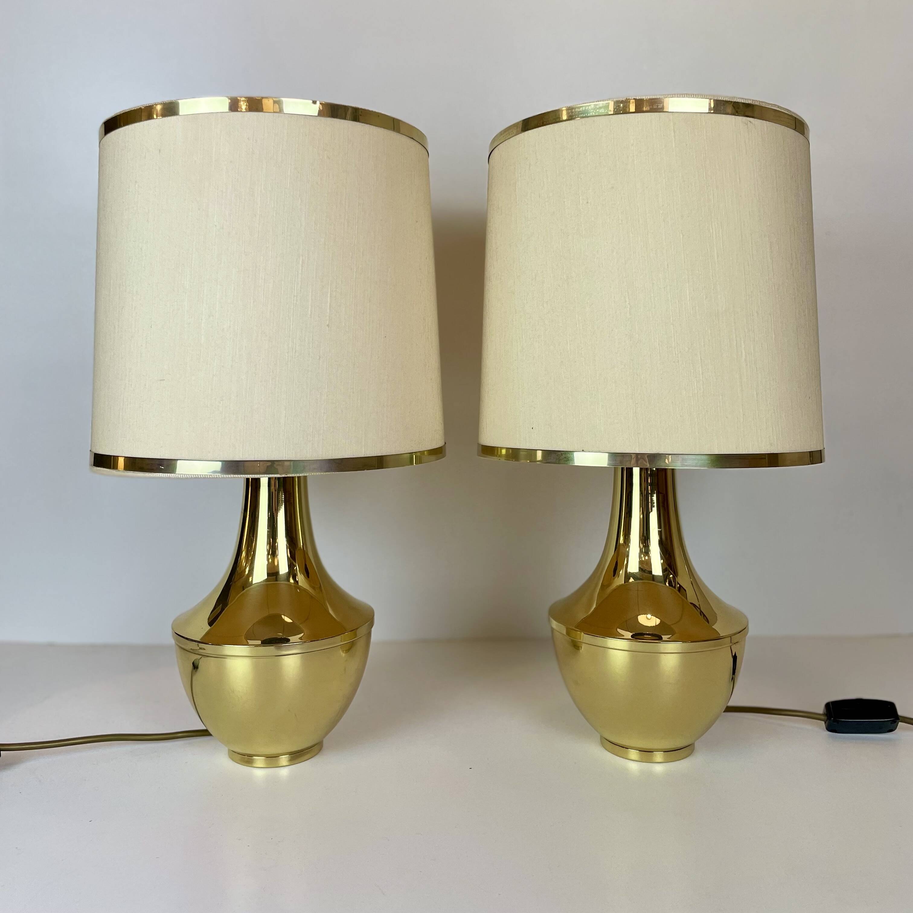 Pair of Italian Brass Table Lamp, 1970s
